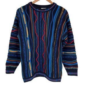 Vintage Purely Australian Wool Chunky Knit Crewneck Sweater Women Small Blue